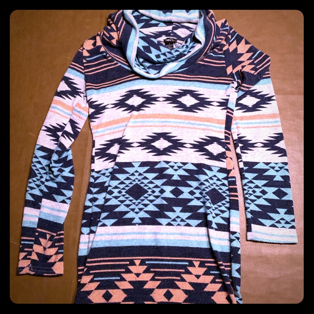 Aztec print cowlneck sweater dress! *worn once*